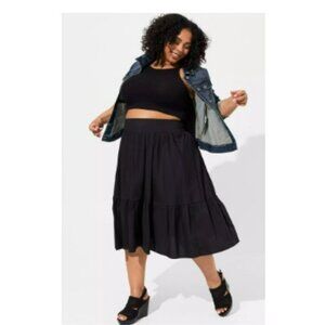 Torrid Midi Poplin Tiered Skirt Sz 1X